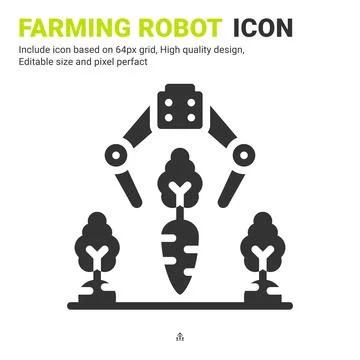 Farming robot icon vector with glyph style isolated on white background イラスト素材