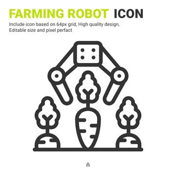 Farming robot icon vector with outline style isolated on white background 스톡 일러스트