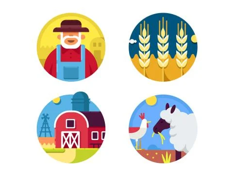 Farming set icons Stock Illustration