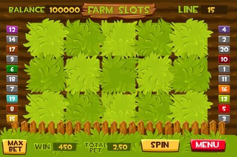 Farming slots, vegetable beds for the game GUI. Stock Illustration