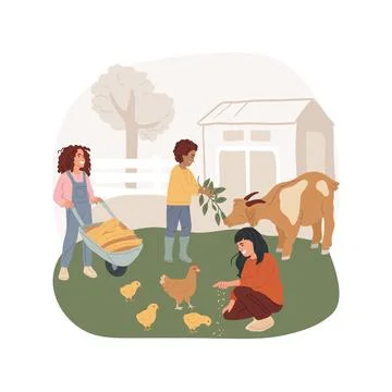 Farming summer camp isolated cartoon vector illustration. Illustrazione stock