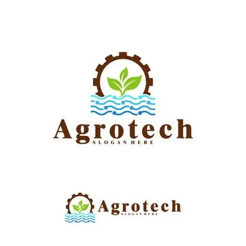 Farming tech with gear logo design vector template, Creative Smart Farming .. Stock Illustration