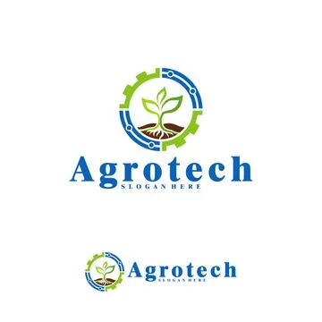 Farming tech with gear logo design vector template, Creative Smart Farming .. Stock Illustration