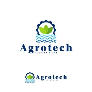 Farming tech with gear logo design vector template, Creative Smart Farming .. Ilustración de archivo