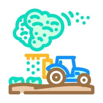 Farming tractor applying pesticides causing air pollution Stock Illustration