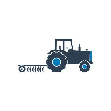 Farming Tractor Icon. Flat Style vector EPS. Stock Illustration