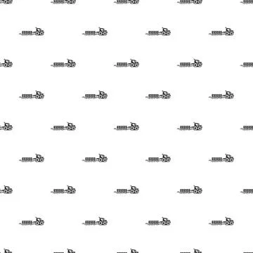 Farming tractor plowing field seamless pattern Stock Illustration
