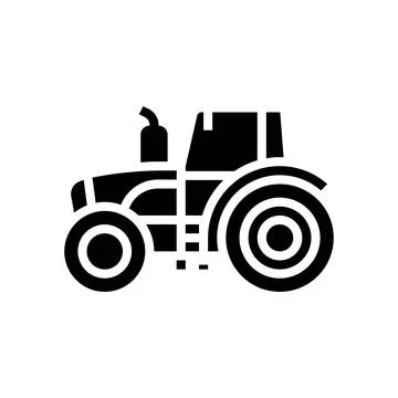 Farming tractor side glyph icon vector illustration Stock Illustration