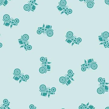 Farming tractor side glyph seamless pattern Stock Illustration