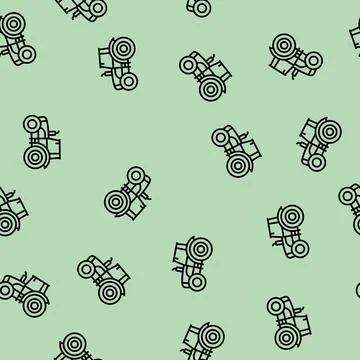 Farming tractor side line seamless pattern Stock Illustration