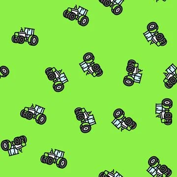 Farming tractor vector seamless pattern Illustrazione stock