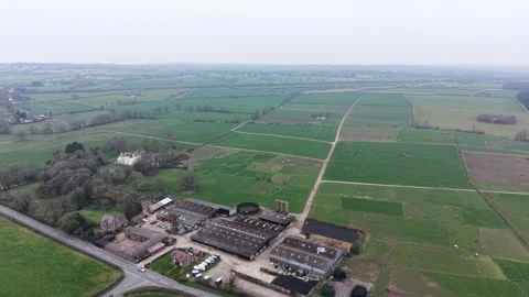 Farmland Aerial View of Open Fields and Countryside Horizon Line Stock Footage 331480288