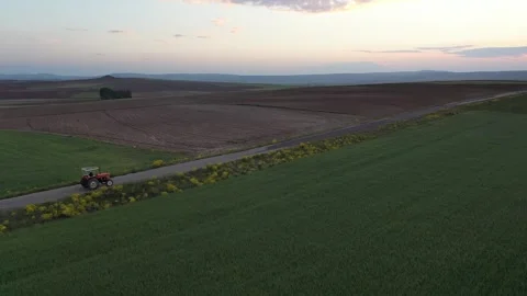 Farmland and patchwork fields aerial view, Akincilar, Sivas, Turkey Stock Footage 324701755