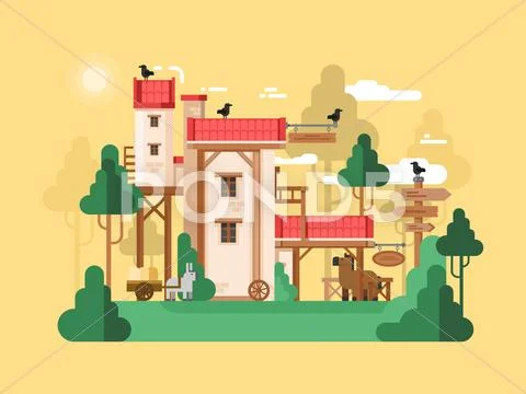 Farmland real estate design flat Stock Illustration
