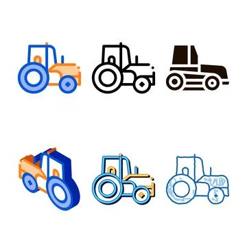 Farmland tractor vehicle vector thin types line icon Stock Illustration