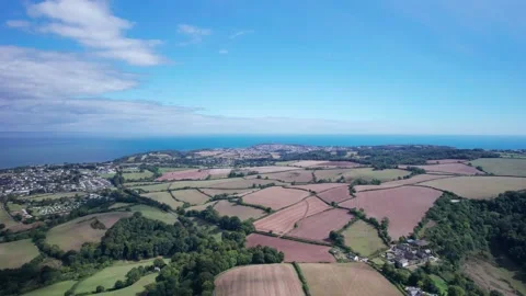 Farmlands and Fields from a drone, Devon, England, Europe Stock Footage 209222064
