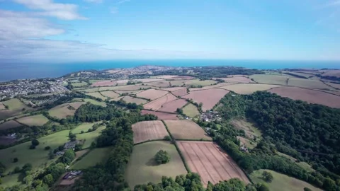 Farmlands and Fields from a drone, Devon, England, Europe Stock Footage 209222481