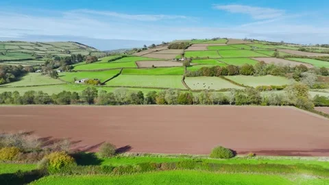 Farms and Fields from a drone, Brecon Beacons, Wales, England 動画素材 291652492
