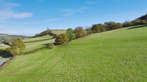 Farms and Fields from a drone, Brecon Beacons, Wales, England 스톡 동영상 291652579