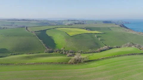 Farms and Fields over Brixham and Kingswear from a drone, Devon, England Видео 311950952