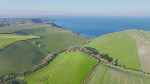 Farms and Fields over Brixham and Kingswear from a drone, Devon, England Видео 311951028