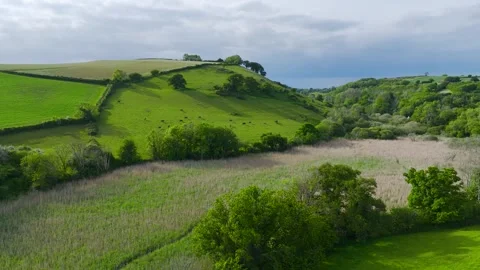 Farms and Fields over River Dart, Stoke Gabriel, Totnes, Devon, England Vidéo 312479724