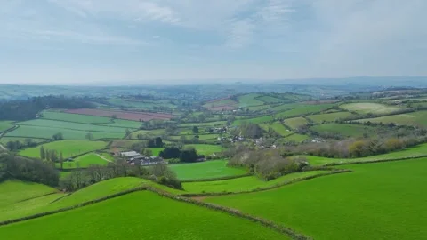 Farms and Fields over Torquay from a drone, Devon, England Stock-Footage 306541814