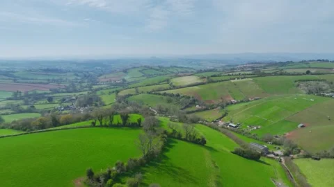 Farms and Fields over Torquay from a drone, Devon, England Stock Footage 306541819