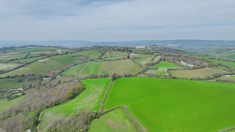 Farms and Fields over Torquay from a drone, Devon, England Stock Footage 306541842