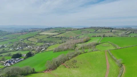 Farms and Fields over Torquay from a drone, Devon, England 動画素材 306541909