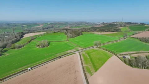 Farms and Fields over Torquay from a drone, Devon, England Stock-Footage 306551903