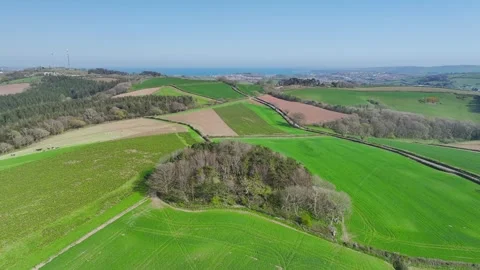Farms and Fields over Torquay from a drone, Devon, England Stock Footage 306551962