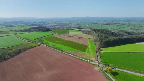 Farms and Fields over Torquay from a drone, Devon, England Stock Footage 306551992