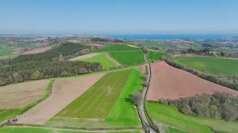 Farms and Fields over Torquay from a drone, Devon, England 스톡 동영상 306552005