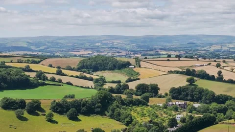 Farms and Fields over Torquay from a drone, Devon, England Vidéo 312768581
