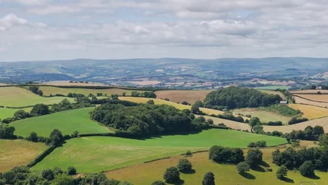 Farms and Fields over Torquay from a drone, Devon, England Vidéo 312768598