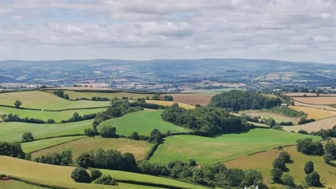 Farms and Fields over Torquay from a drone, Devon, England Vidéo 312768600