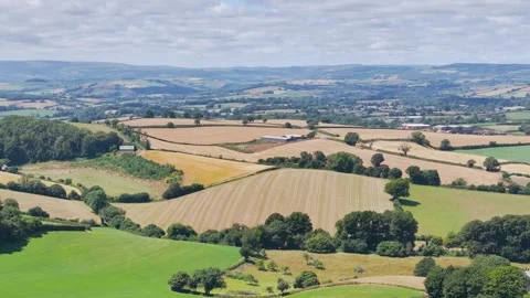Farms and Fields over Torquay from a drone, Devon, England Vidéo 312824937