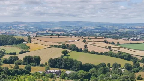 Farms and Fields over Torquay from a drone, Devon, England Vidéo 312824944