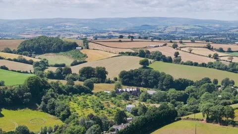 Farms and Fields over Torquay from a drone, Devon, England Vidéo 312824992
