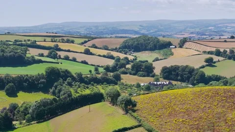 Farms and Fields over Torquay from a drone, Devon, England Vidéo 312824996