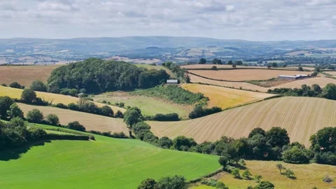 Farms and Fields over Torquay from a drone, Devon, England Vidéo 312825054