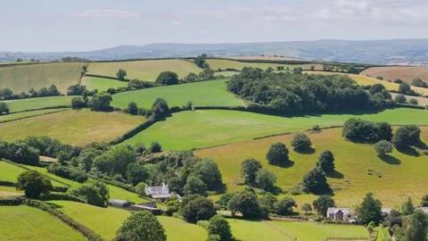 Farms and Fields over Torquay from a drone, Devon, England Vidéo 312825113