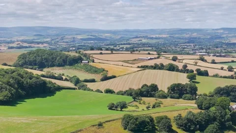 Farms and Fields over Torquay from a drone, Devon, England Vidéo 312825143