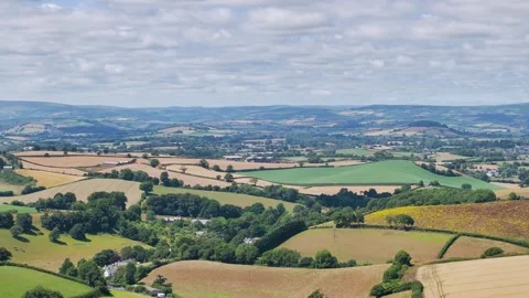 Farms and Fields over Torquay from a drone, Devon, England Vidéo 312825160