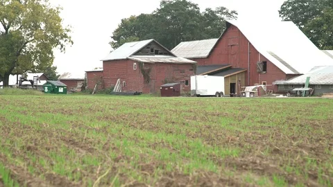 Farms in the fall landscape Видео 96402069