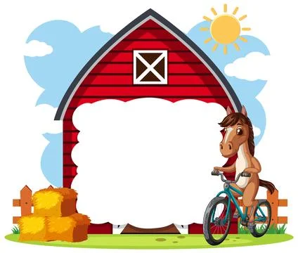 Farmyard Fun with Bicycle Riding Animals Stock Illustration