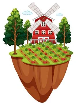 Farmyard with vegetable garden Stock Illustration