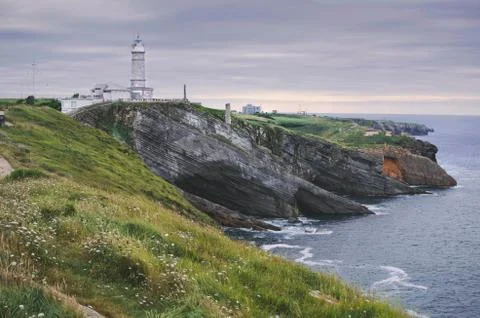 Faro Cabo Mayor lighthouse in Santander city Stock Photos