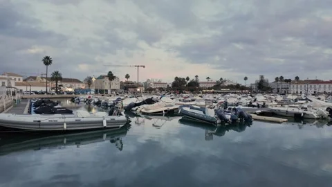 Faro marina during Quiet winter season overcast day Stock-Footage 296922190